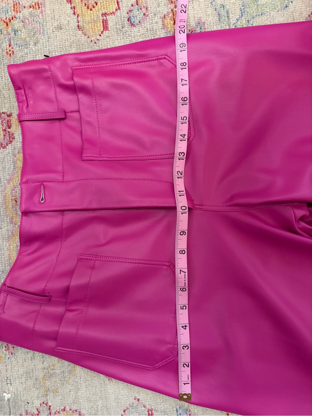 Maeve Colette Vegan Leather Fuchsia Cropped Wide-Leg Pants - Picture 5 of 7